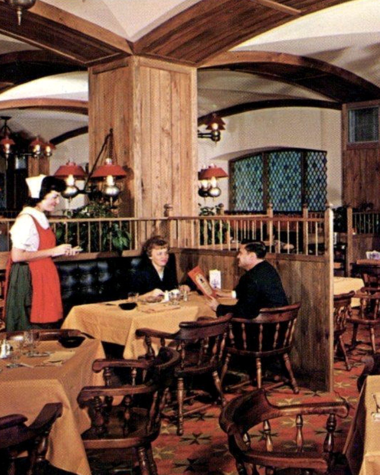a 1960s restaurant dining room